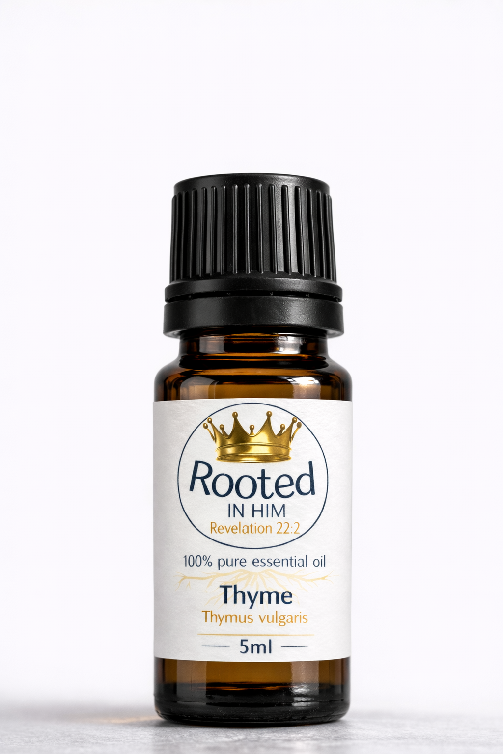 thyme essential oil 5ml amber bottle rooted in him