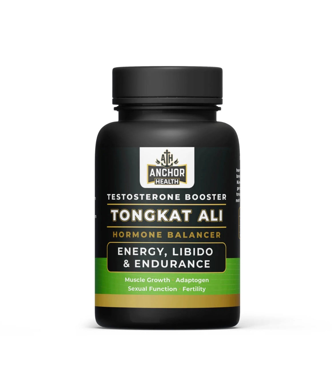 Tongkat Ali herbal supplement capsules bottle for energy and vitality support