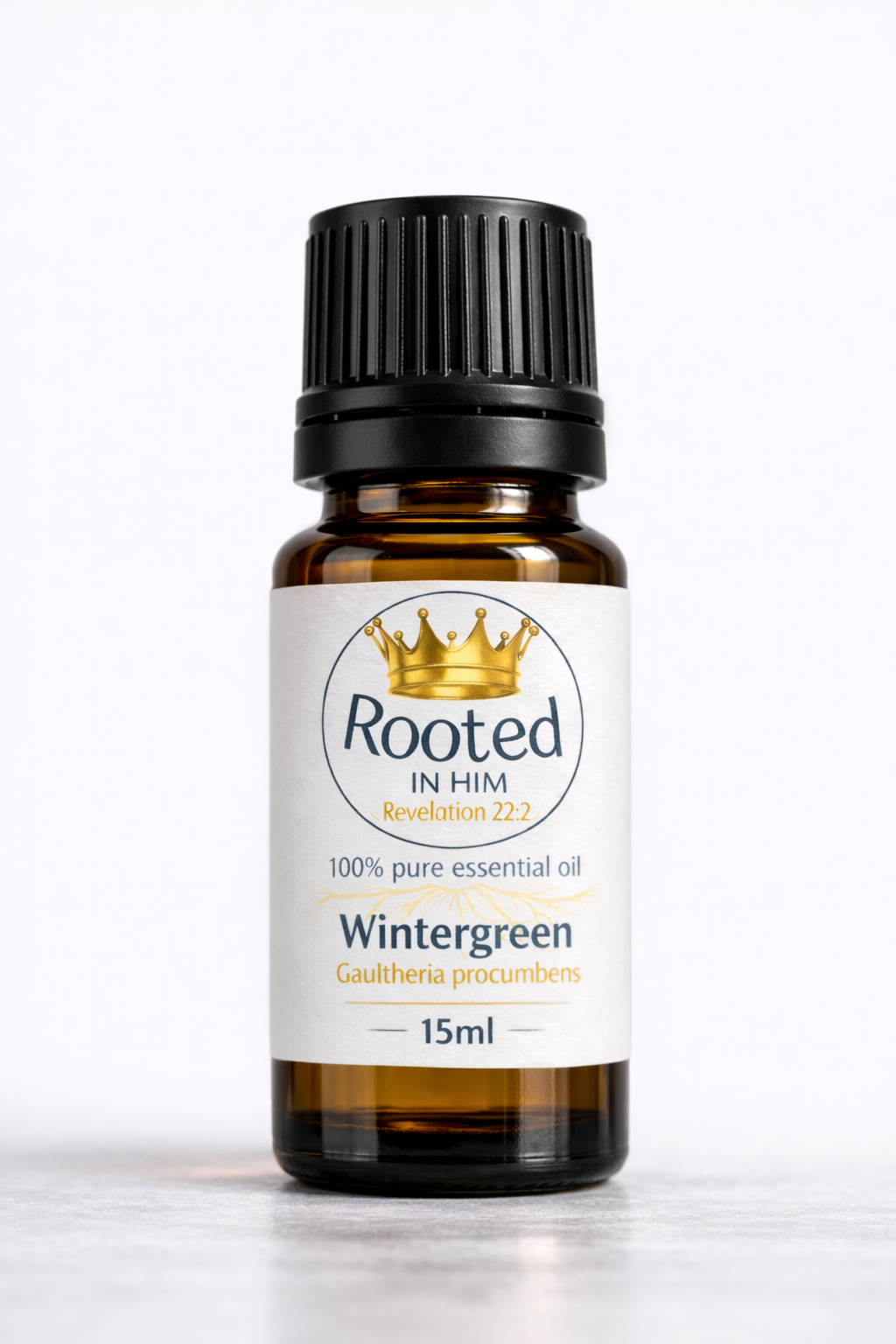 wintergreen essential oil 15ml amber bottle rooted in him