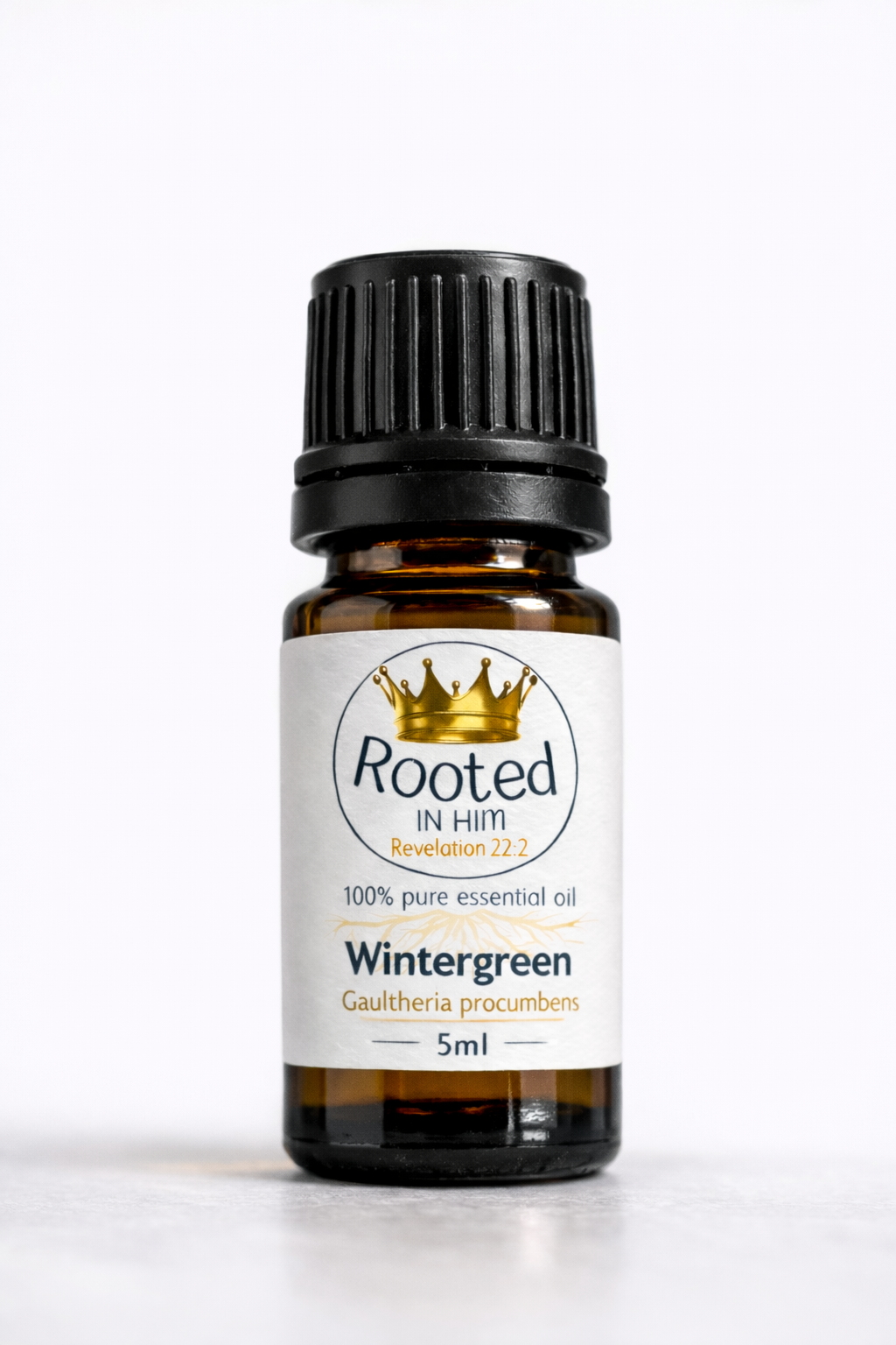 wintergreen essential oil 5ml amber bottle rooted in him
