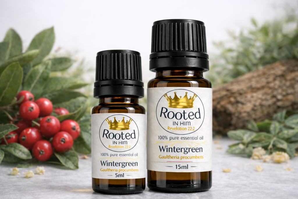 wintergreen essential oil bottles 5ml and 15ml rooted in him