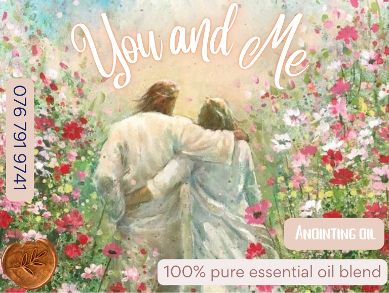 you and me anointing oil label rooted in him prayer devotion oil